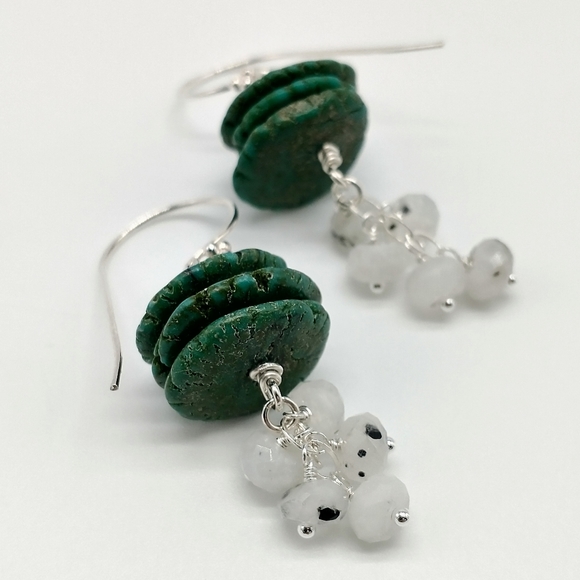 Jewelry - Sterling Silver Turquoise Moonstone Dangle Earrings